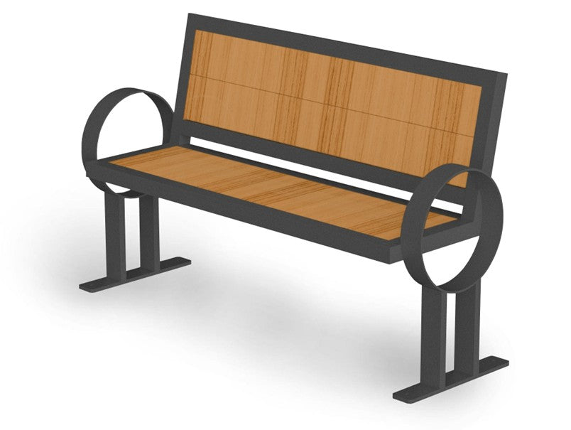Banc de parc avec appui-bras de 60'' - Insertion de bois