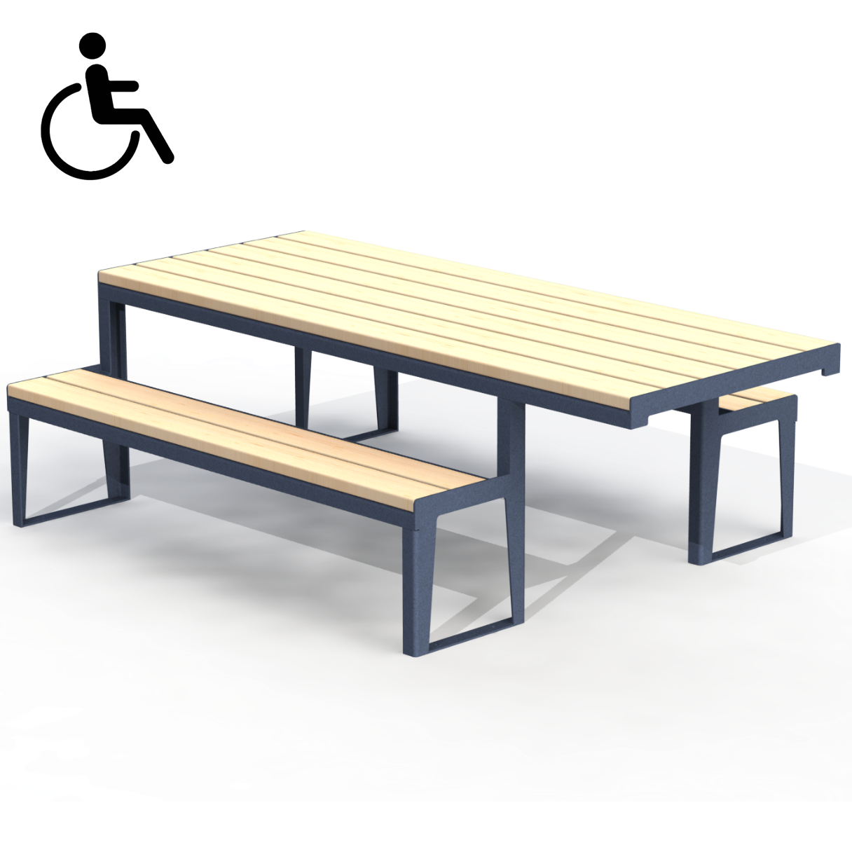 HZT1B - Table de pique-nique 90" mobilité réduite bois