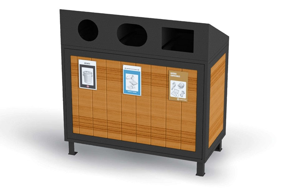 Panier à rebuts - 3 voies - Bois