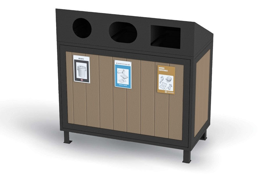 Panier à rebuts - 3 voies - Insertion de plastique recyclé