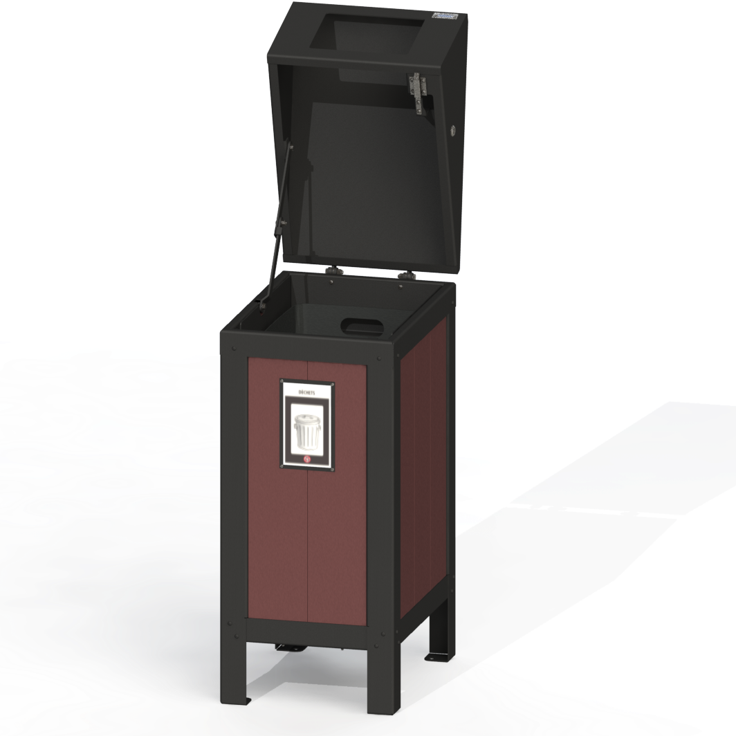 PCI2A - Corbeille simple 3 option aluminium