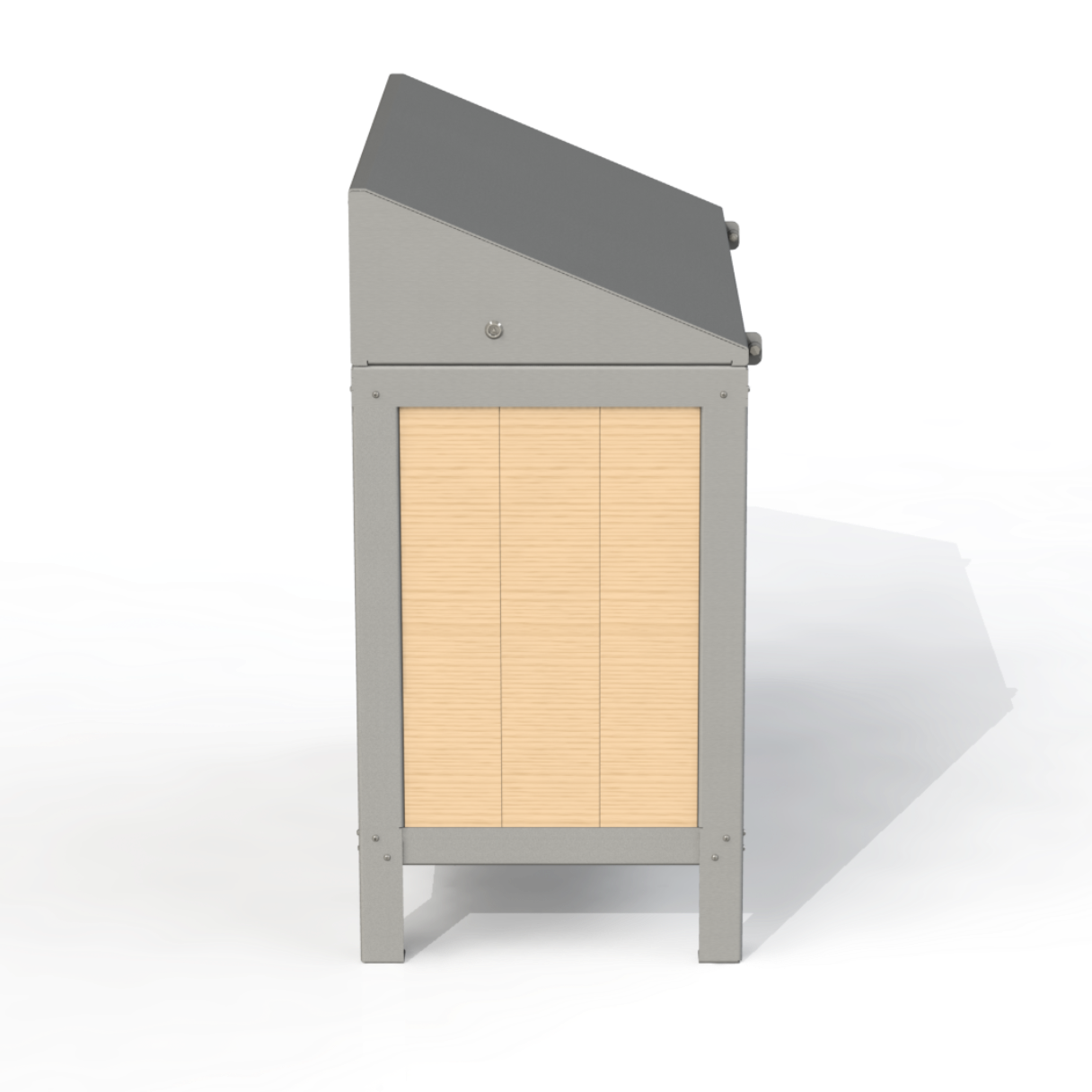 PCI4B - Corbeille 3 Compartiment Avec Affiche Bois