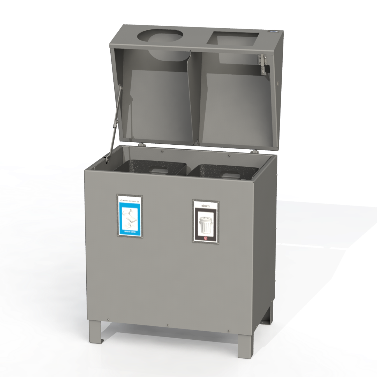 PCI6 - Corbeille 2 Compartiment 100% Aluminium