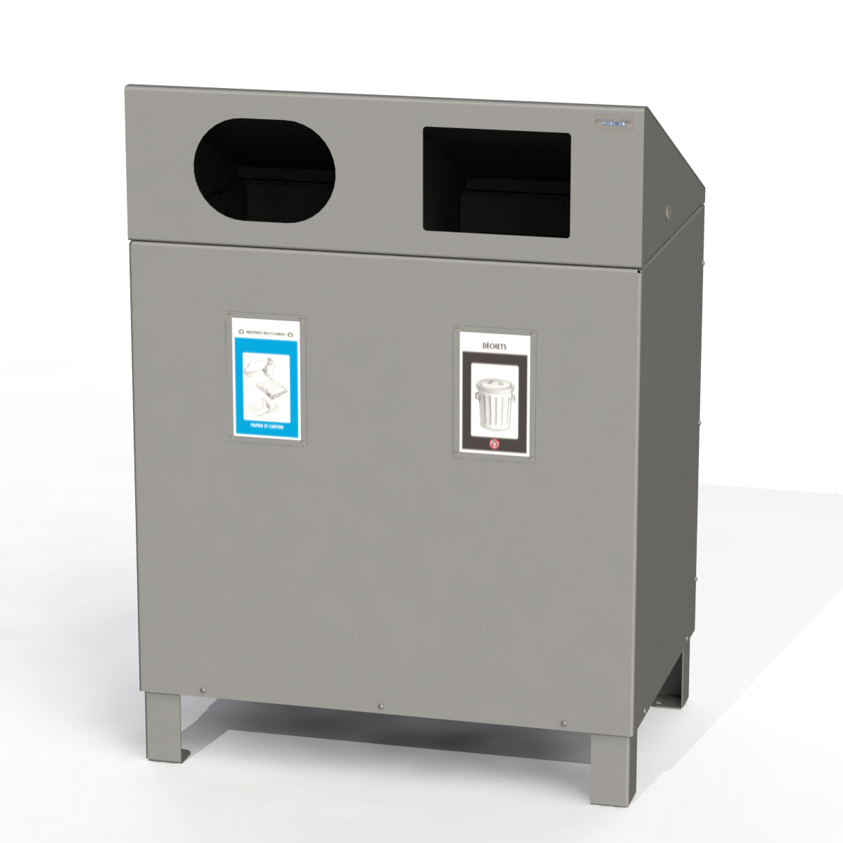 PCI6 - Corbeille 2 Compartiment 100% Aluminium