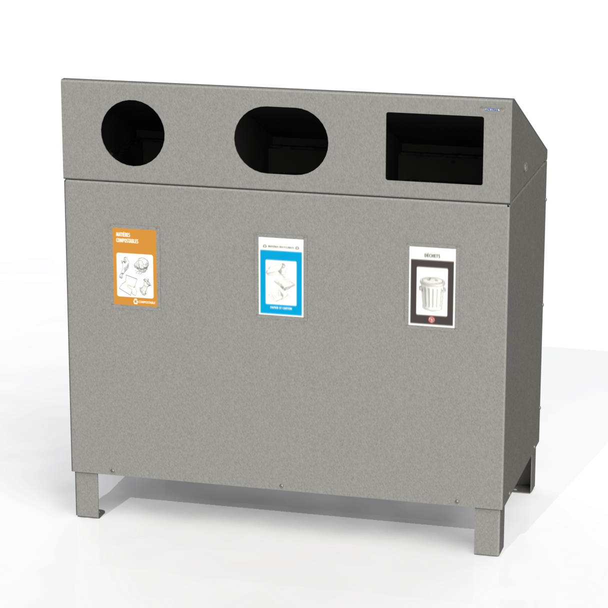 PCI7 - Corbeille 3 Compartiment 100% Aluminium