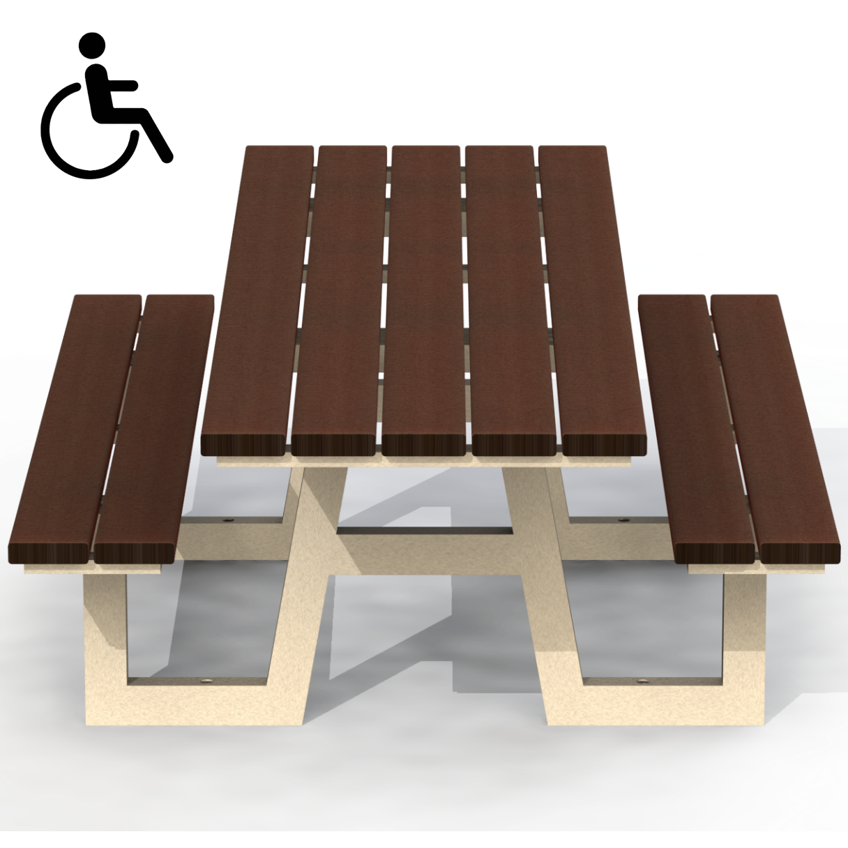 PCT2P - Table Pique-Nique 89" Mobilité Réduite Plastique Recyclé