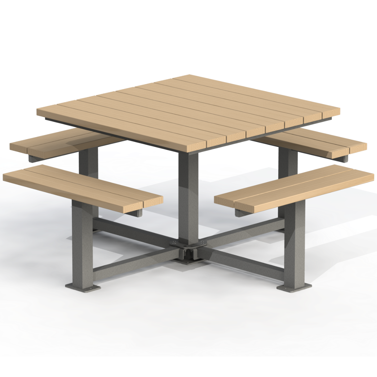 PCT5B - Table Pique-Nique Carré 74" Bois 8 Places