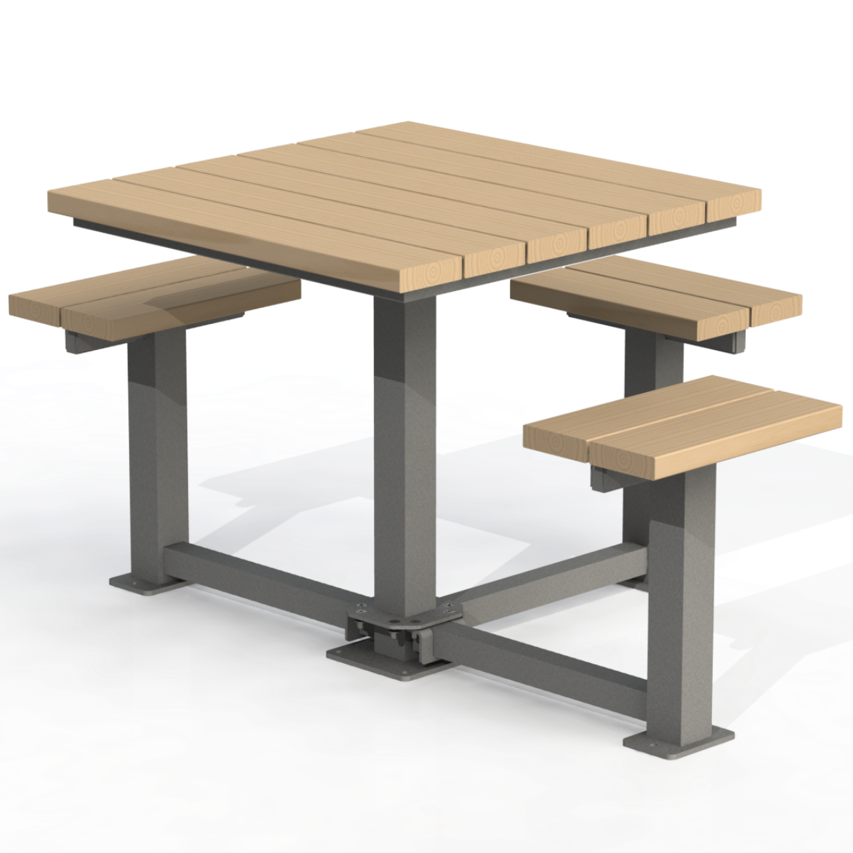 PCT6B - Table Pique-Nique Carré 60" Bois 3 Places