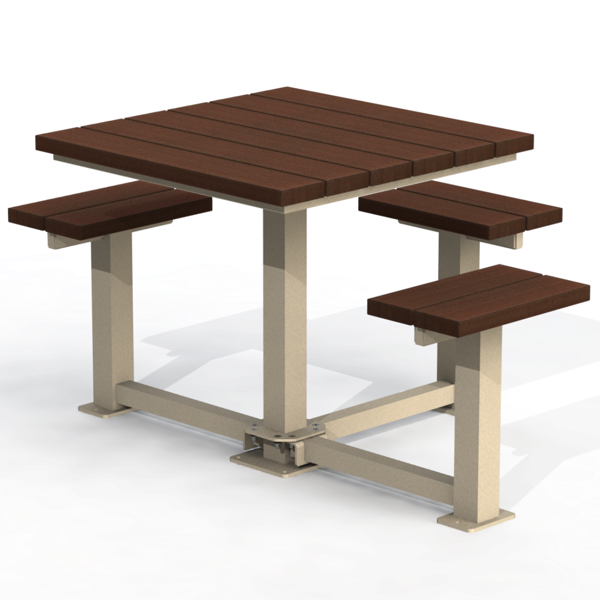 PCT6P - Table Pique-Nique Carré 60" Plastique Recyclé 3 Places