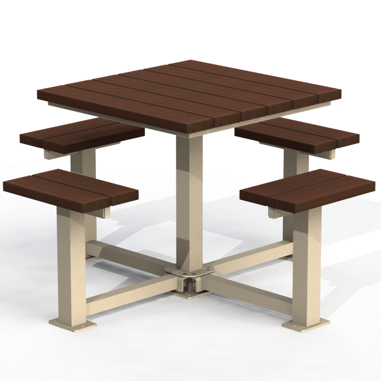 PCT6P - Table Pique-Nique Carré 60" Plastique Recyclé 4 Places