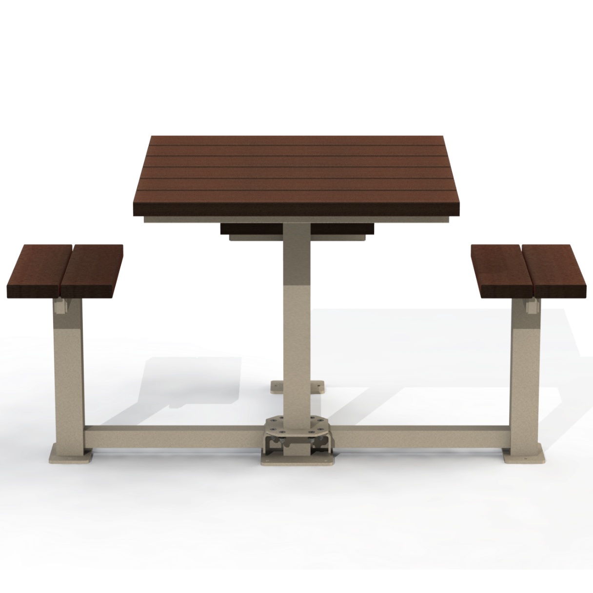 PCT6P - Table Pique-Nique Carré 60" Plastique Recyclé 3 Places