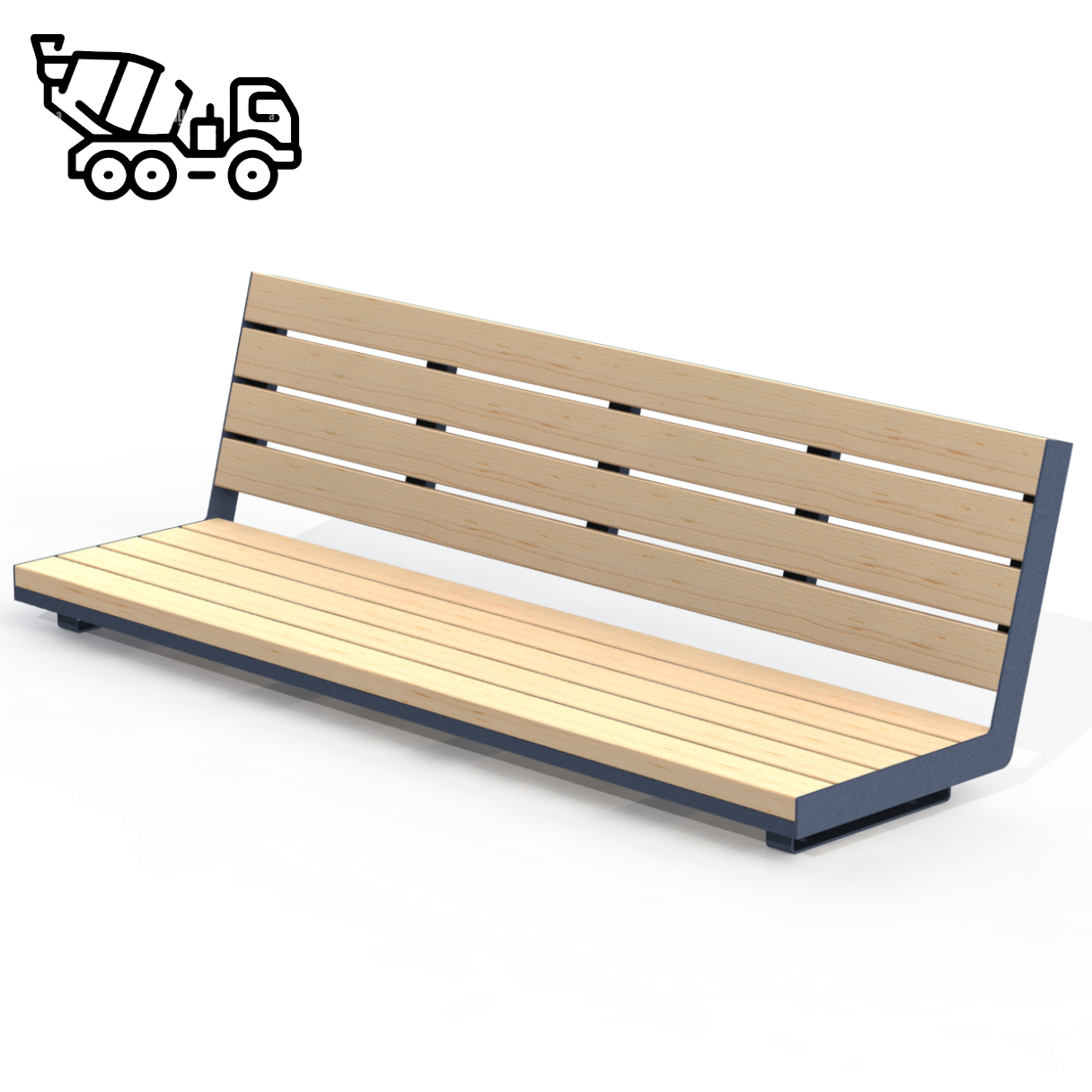 HZB5B - Banc 72" Sur Béton Bois