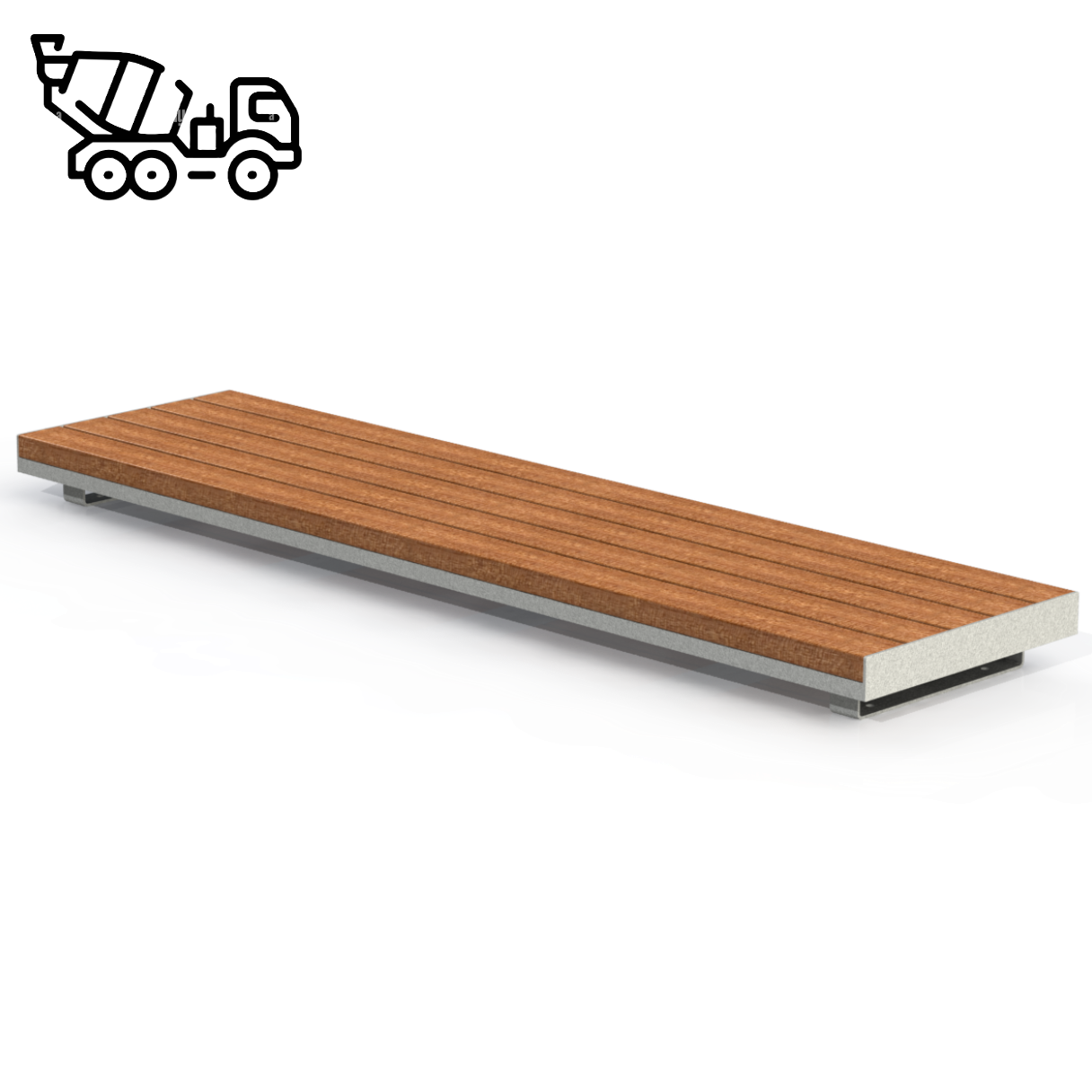 HZB6P - Banc 72" Sur Béton Sans Dossier Plastique Recyclé