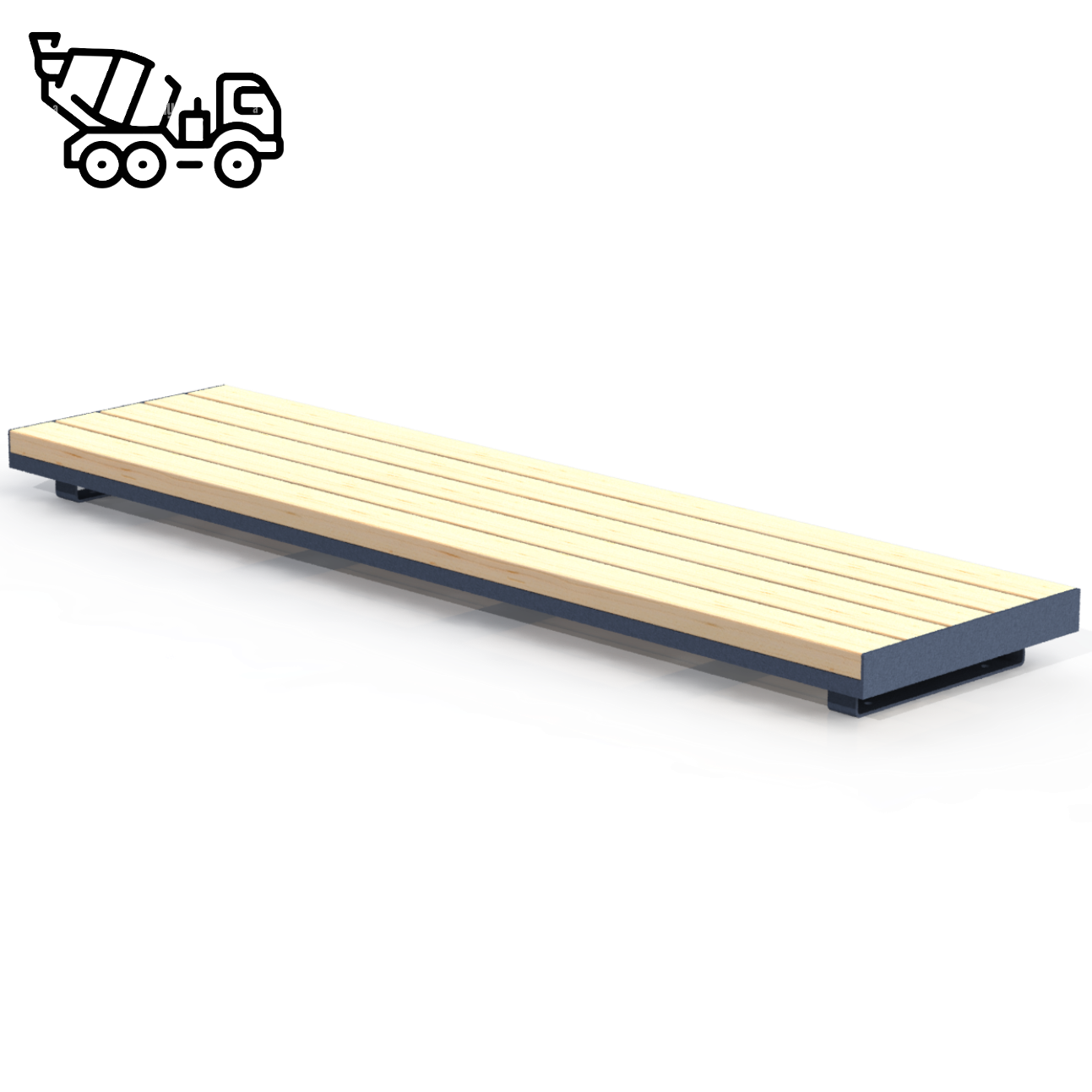 HZB6B - Banc 72" Sur Béton Sans Dossier Bois