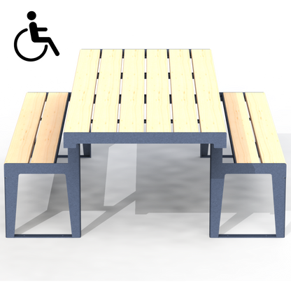 HZT1B - Table de Pique-Nique 90" Mobilité Réduite Bois