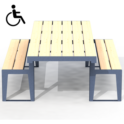 HZT1B - Table de pique-nique 90" mobilité réduite bois