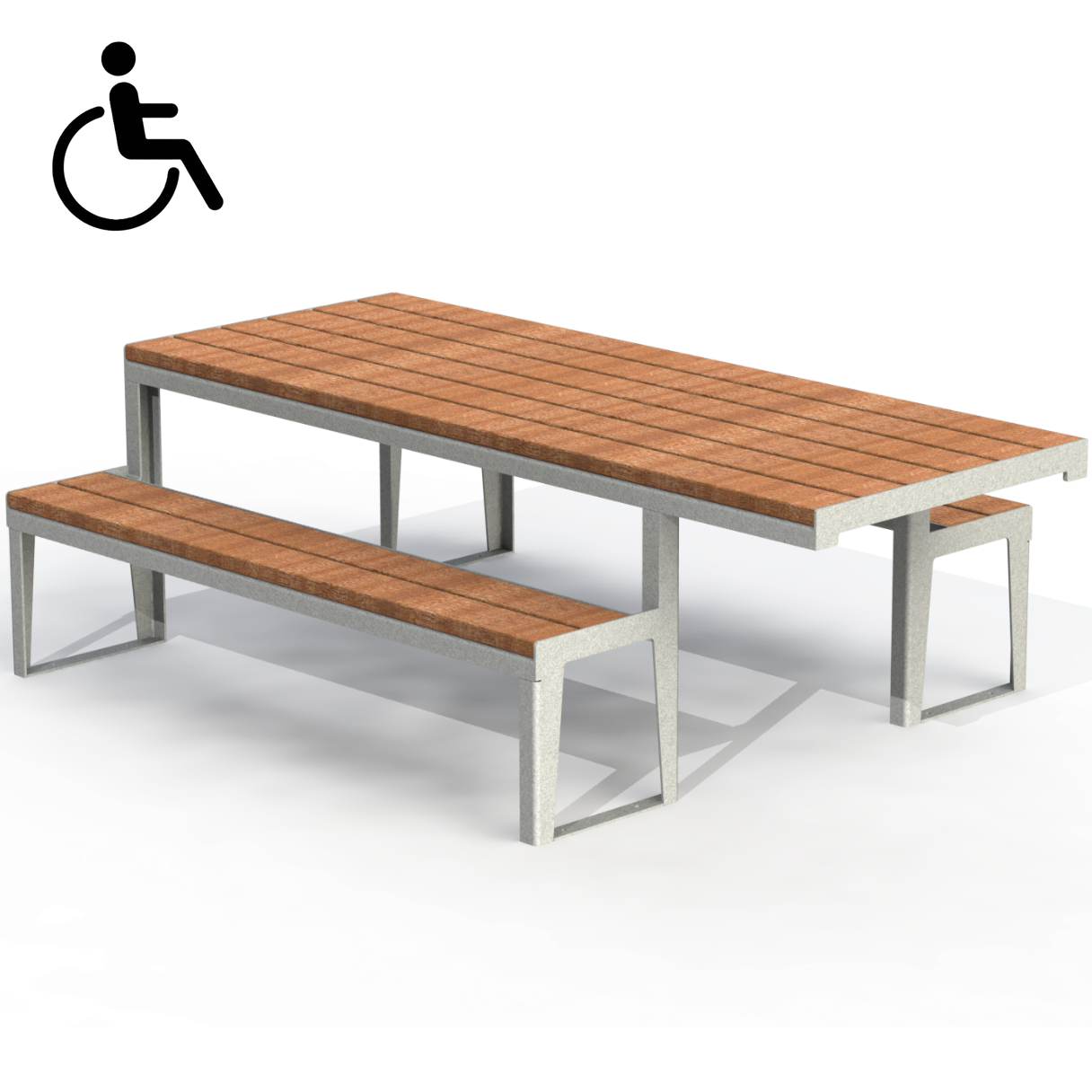 HZT1P - Table de pique-nique 90" mobilité réduite plastique recyclé