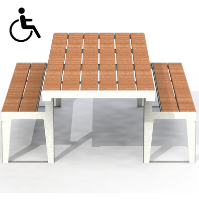 HZT1P - Table de pique-nique 90" mobilité réduite plastique recyclé
