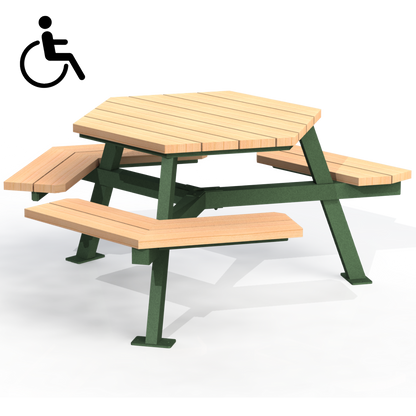 MTT2B - Table Hexagonale Mobilité Reduite Bois