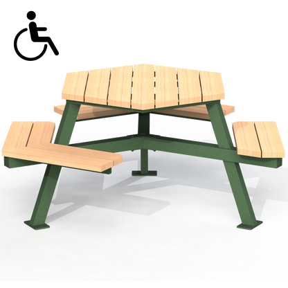 MTT2B - Table Hexagonale Mobilité Reduite Bois