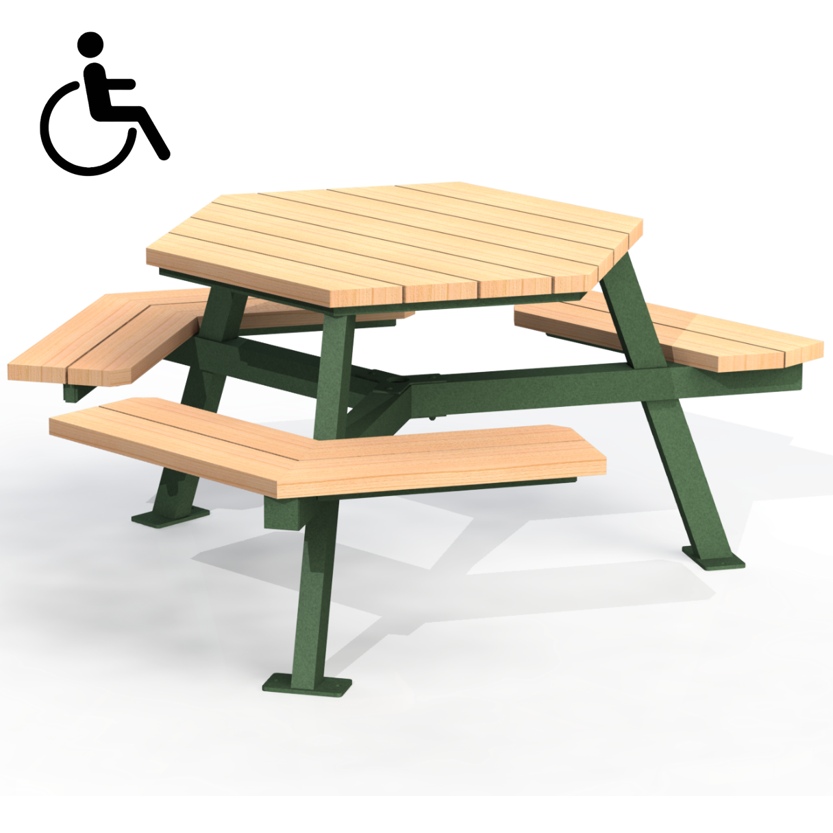 MTT2B - Table hexagonale mobilité reduite bois