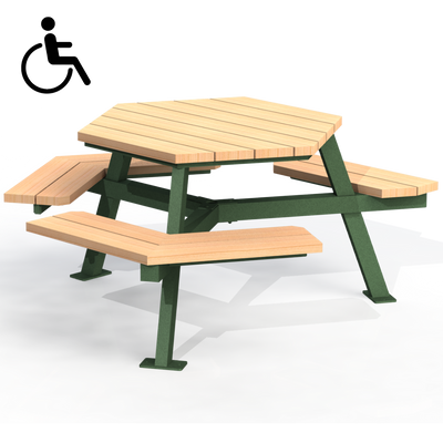 MTT2B - Table hexagonale mobilité reduite bois