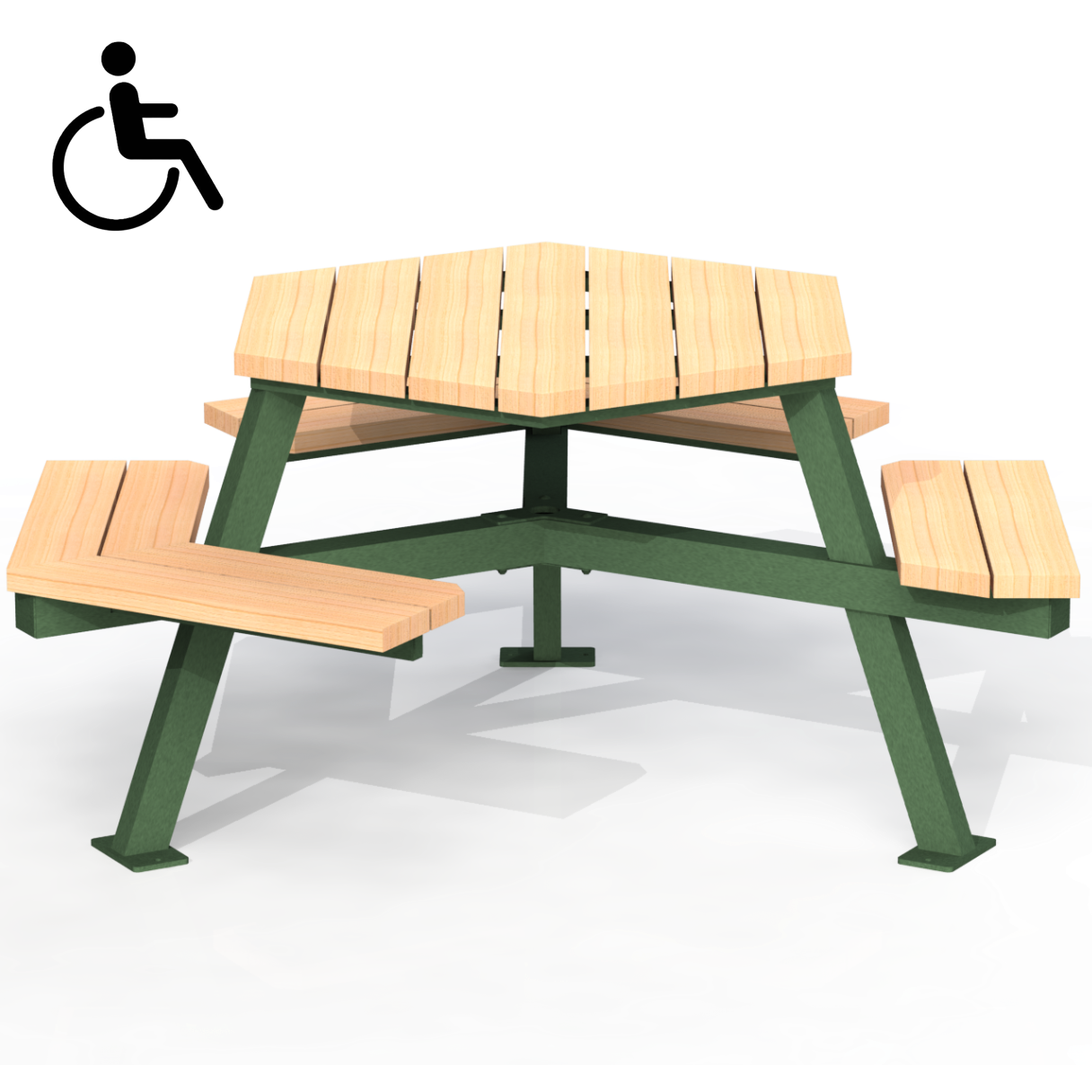 MTT2B - Table hexagonale mobilité reduite bois