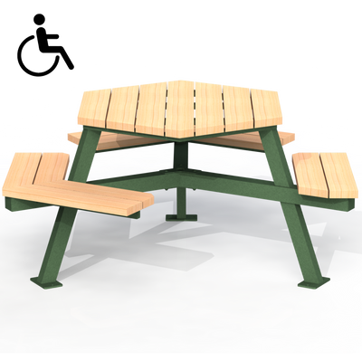 MTT2B - Table hexagonale mobilité reduite bois