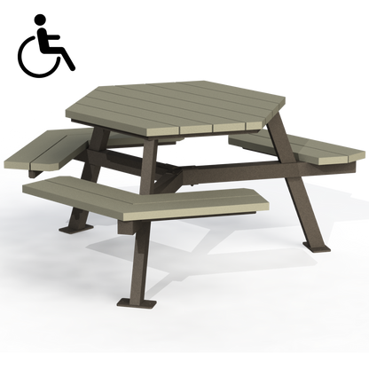MTT2P - Table Hexagonale Mobilité Reduite Plastique Recyclé