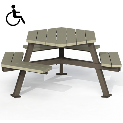 MTT2P - Table Hexagonale Mobilité Reduite Plastique Recyclé
