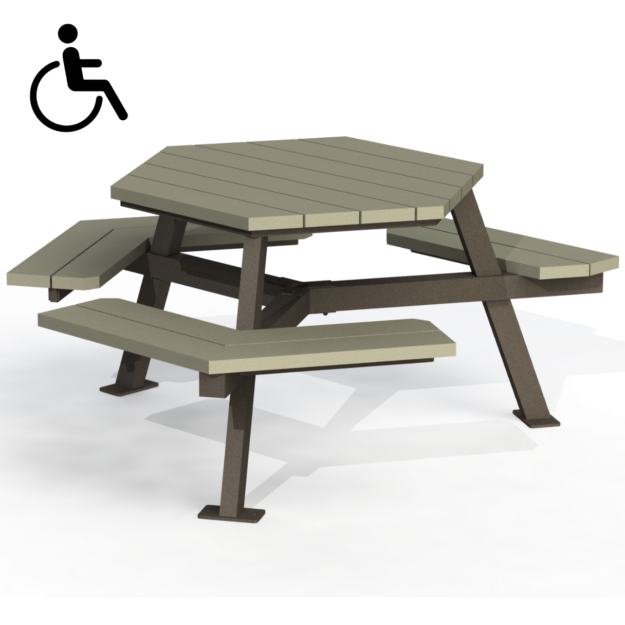 MTT2P - Table hexagonale mobilité reduite plastique recyclé