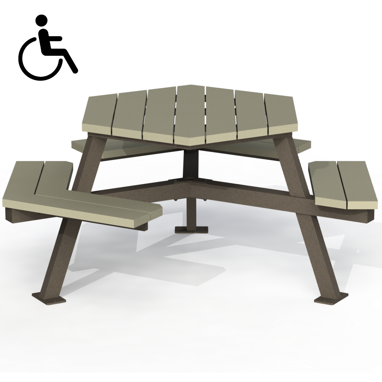 MTT2P - Table hexagonale mobilité reduite plastique recyclé