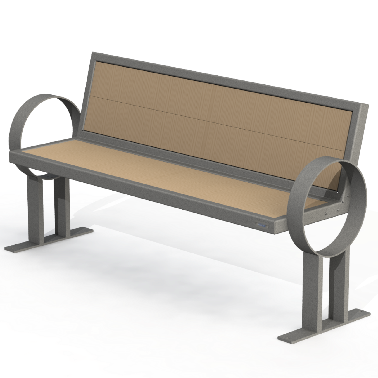 PCB6B - Banc 60" Avec Appuie-Bras Rond Bois