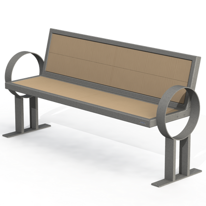 PCB6B - Banc 60" Avec Appuie-Bras Rond Bois