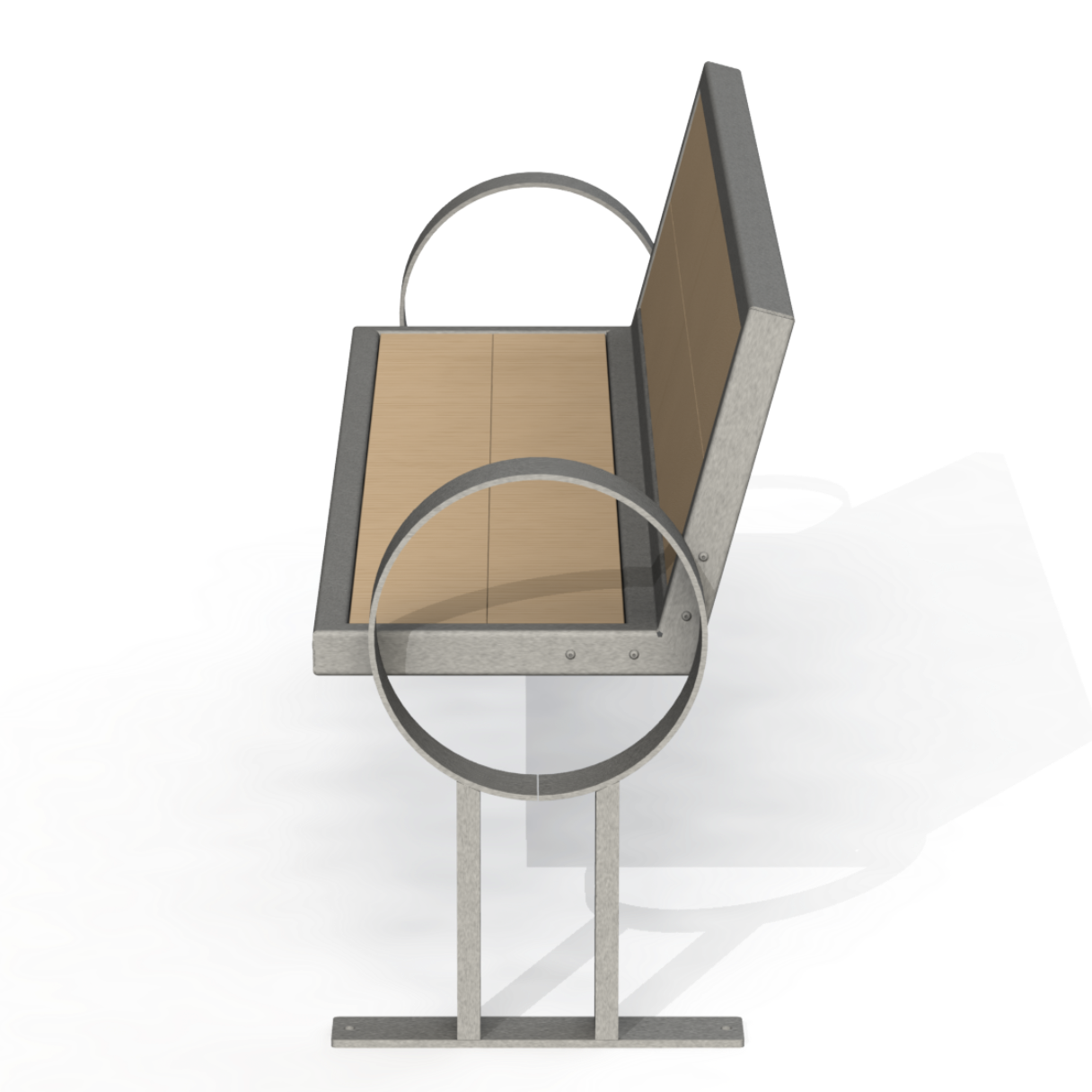 PCB6B - Banc 60" Avec Appuie-Bras Rond Bois