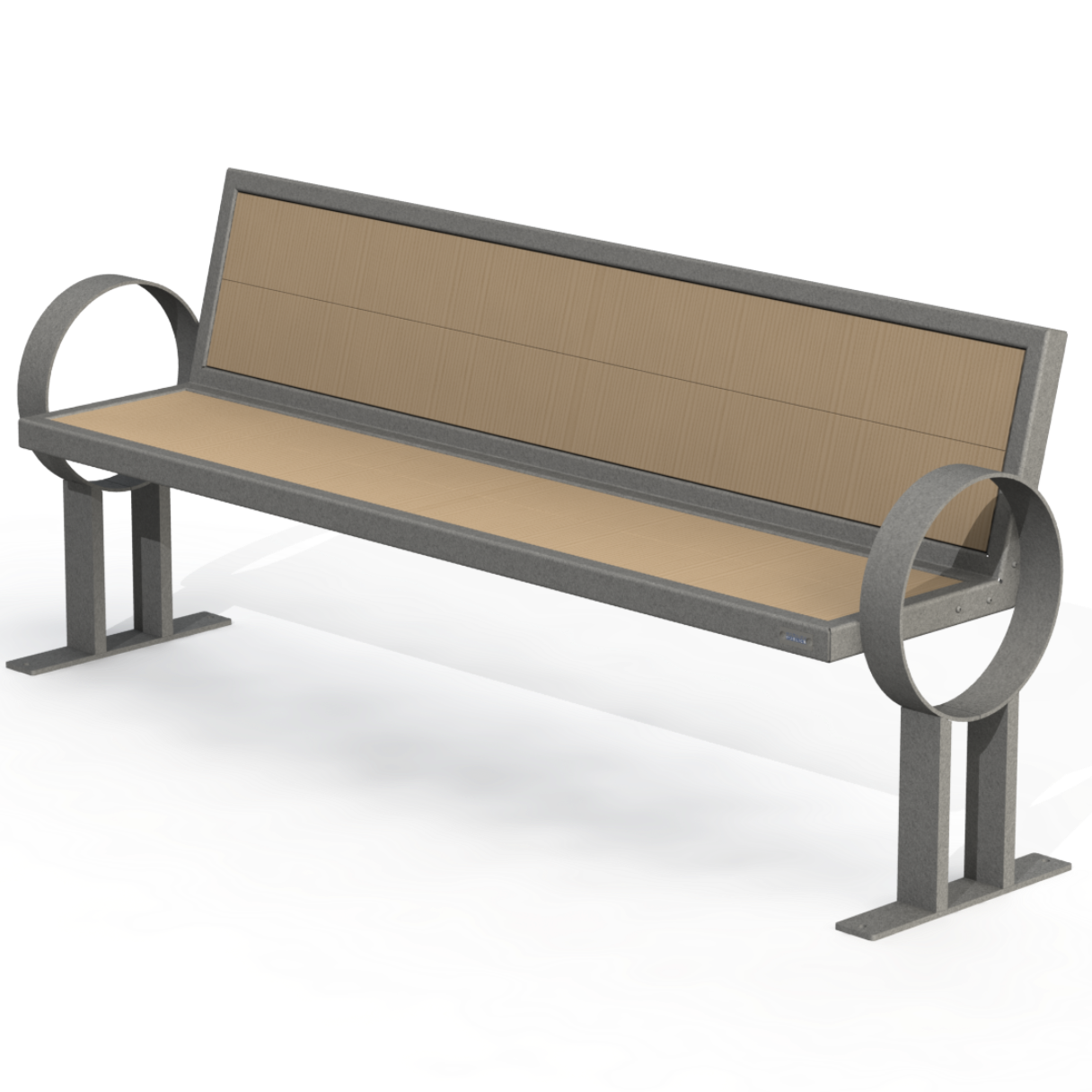 PCB7B - Banc 72" Avec Appuie-Bras Rond Bois