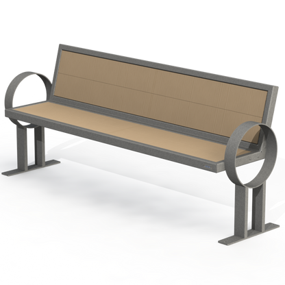 PCB7B - Banc 72" Avec Appuie-Bras Rond Bois