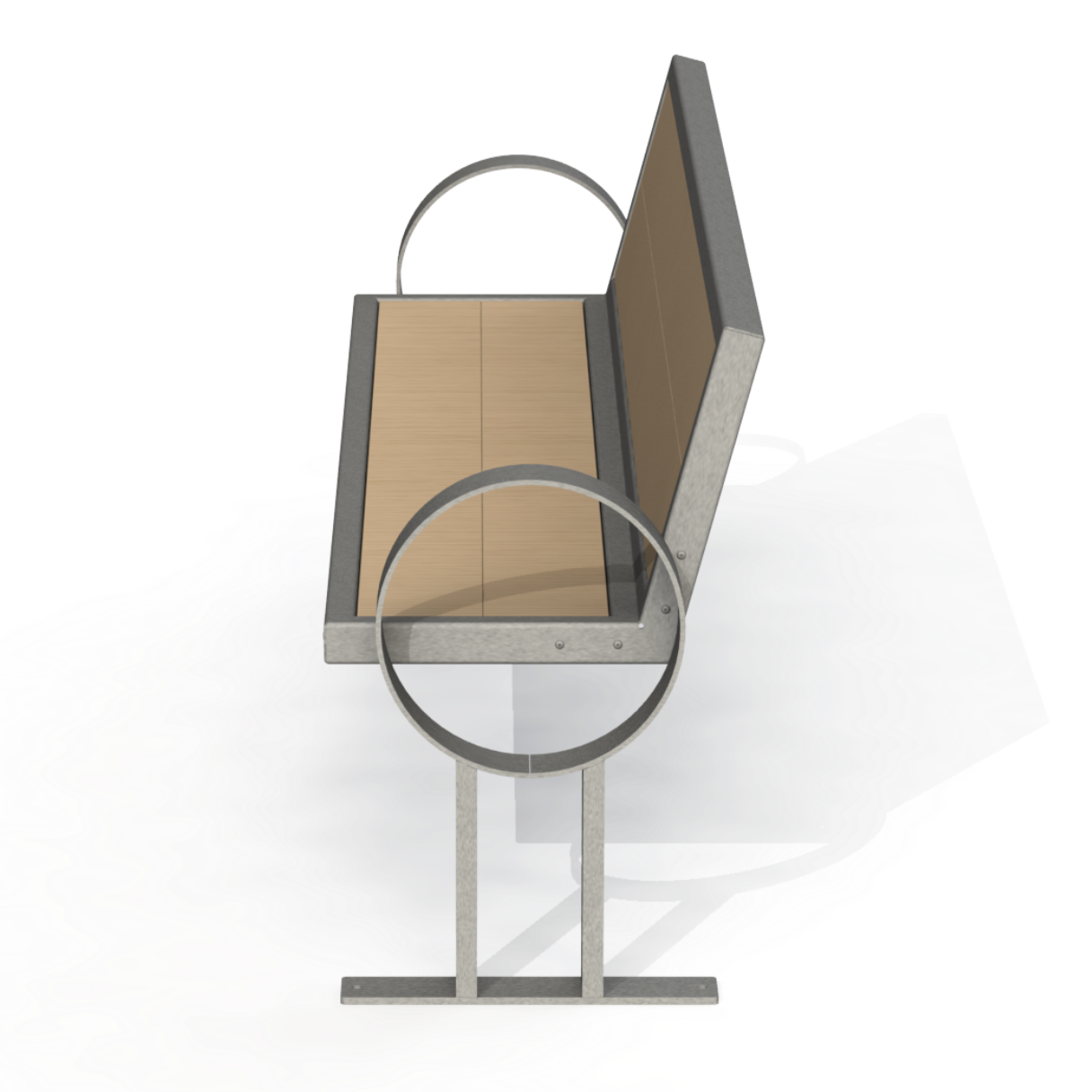 PCB7B - Banc 72" Avec Appuie-Bras Rond Bois