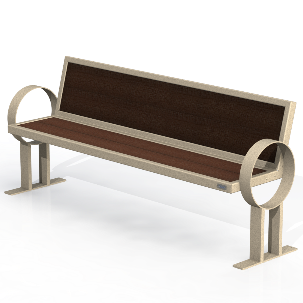 PCB7P - Banc 72" Avec Appuie-Bras Rond Plastique Recyclé