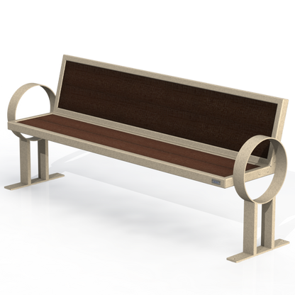 PCB7P - Banc 72" Avec Appuie-Bras Rond Plastique Recyclé