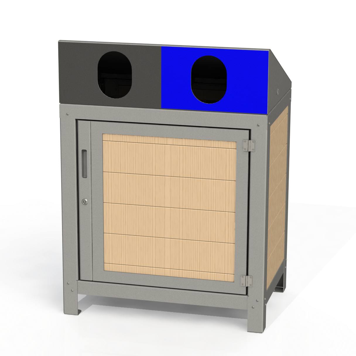 PCI1B- Corbeille 2 Compartiment Sécurisé Bois