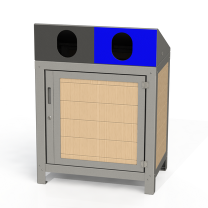 PCI1B- Corbeille 2 Compartiment Sécurisé Bois