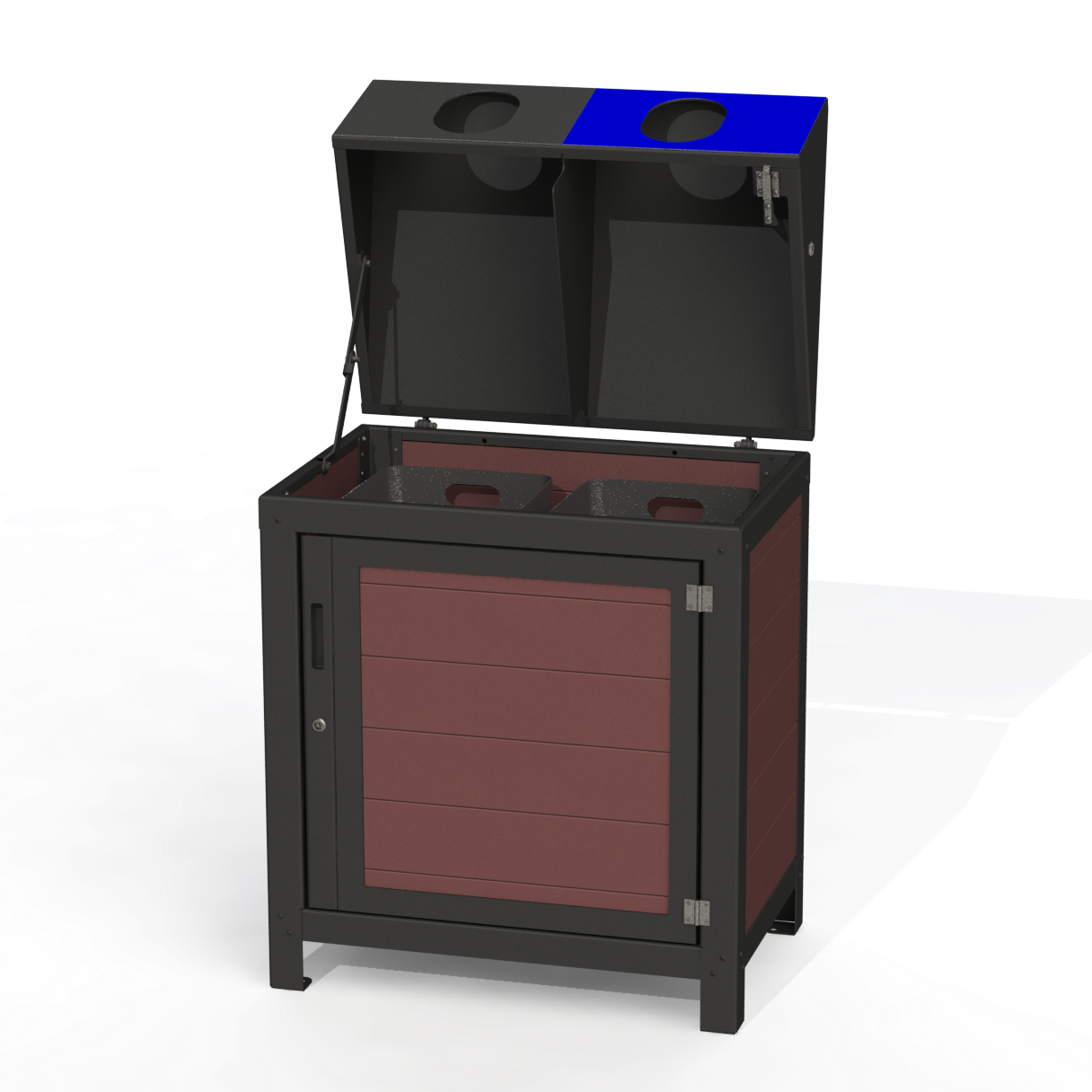 PCI1A - Corbeille 2 Compartiment Sécurisé Aluminium