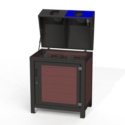 PCI1A - Corbeille 2 Compartiment Sécurisé Aluminium