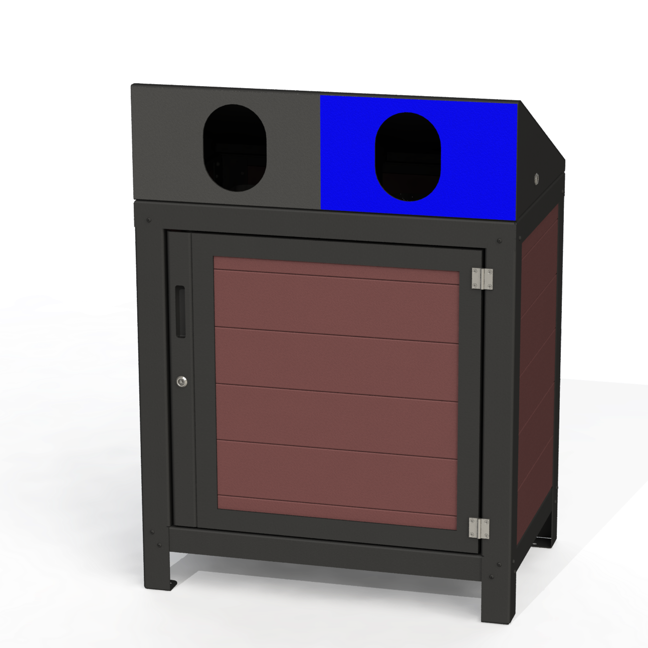 PCI1A - Corbeille 2 Compartiment Sécurisé Aluminium