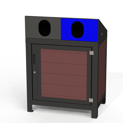 PCI1A - Corbeille 2 Compartiment Sécurisé Aluminium
