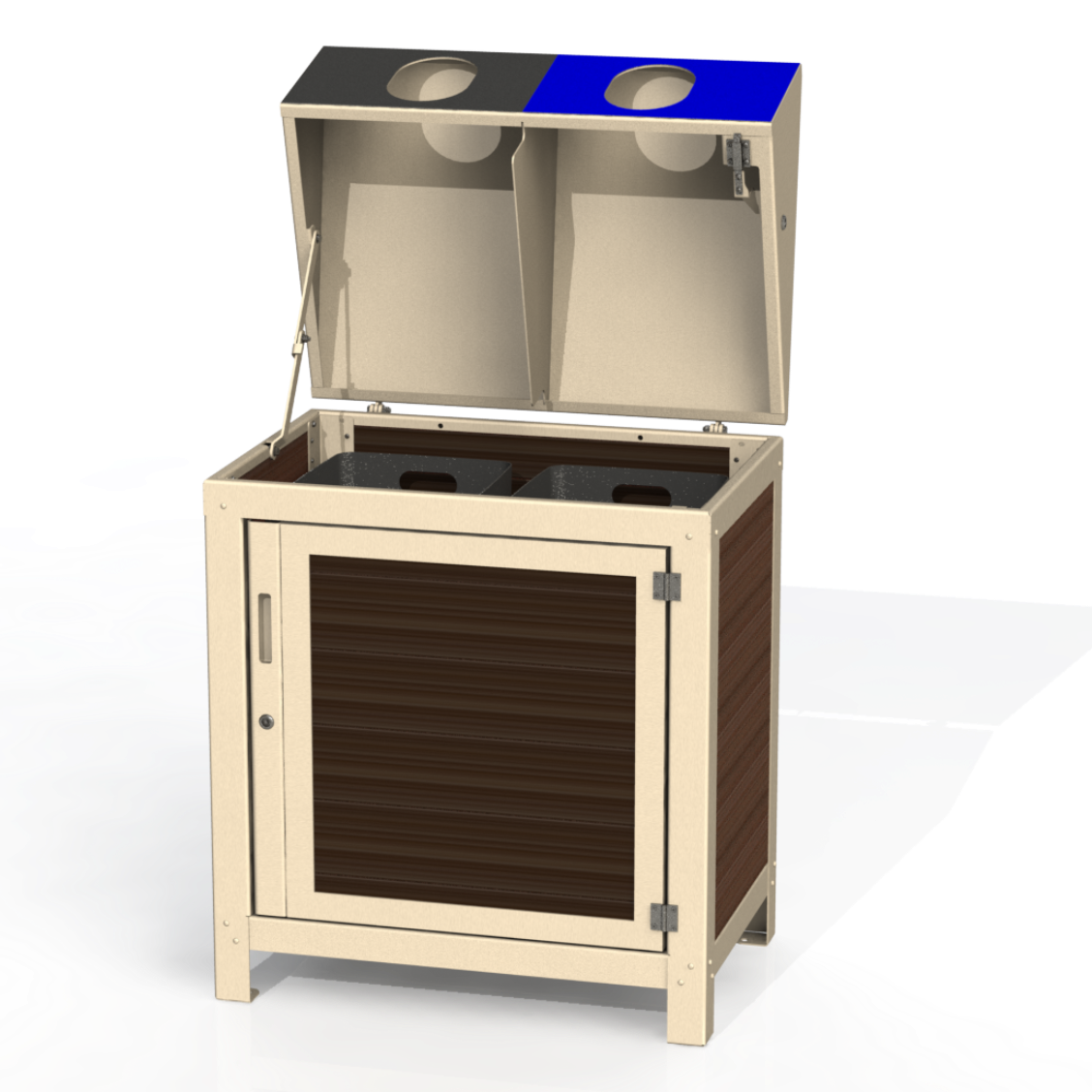 PCI1P - Corbeille 2 Compartiment Sécurisé Plastique Recyclé