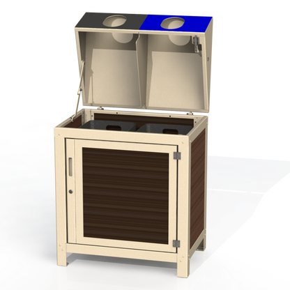 PCI1P - Corbeille 2 Compartiment Sécurisé Plastique Recyclé