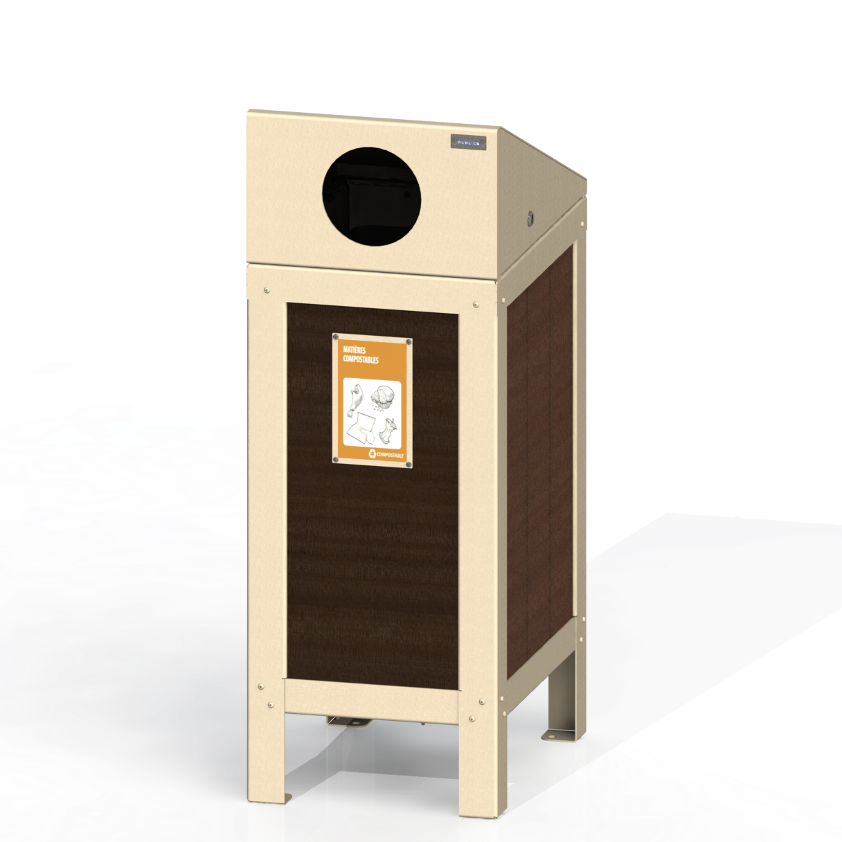 PCI2P - Corbeille Simple 3 Option Plastique Recyclé