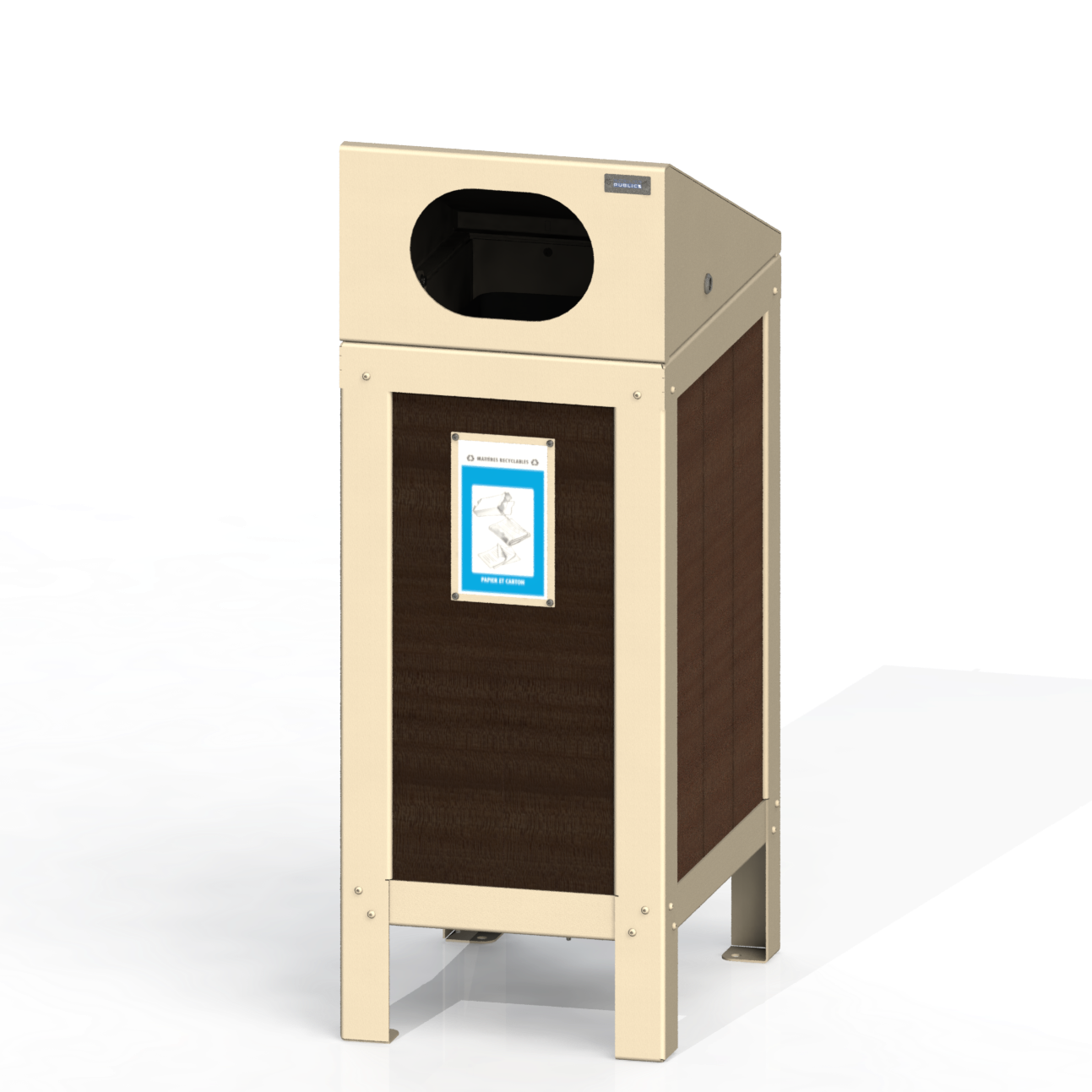 PCI2P - Corbeille Simple 3 Option Plastique Recyclé